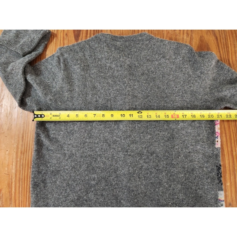 Liz Claiborne Sport Patchwork Cardigan Sweater Gray Wool Rabbit Hair Angora Med - Picture 11 of 11